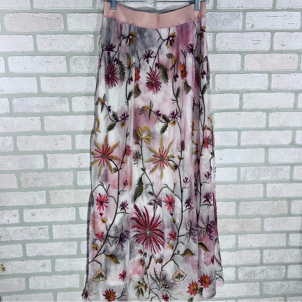 Soft Surroundings Splendor Floral Mesh Embroidery Maxi Skirt Size XS - Picture 6 of 10